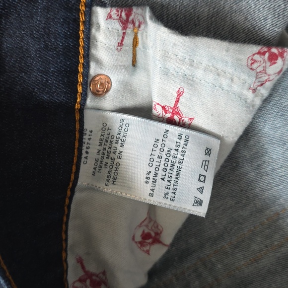True Religion Indigo Straight Jeans with Contrast Stitching, Sz 36 - Picture 8 of 9